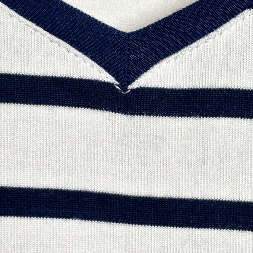LES LUNES Paris, Navy Striped, Sleeveless, V Neck, Knit Tank Top - Picture 6 of 8